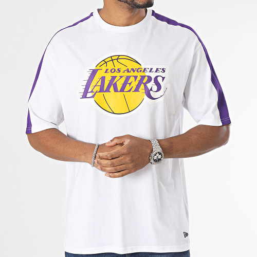 Tee Shirt A Bandes NBA Colour Block Los Angeles Lakers 60416360 Blanc