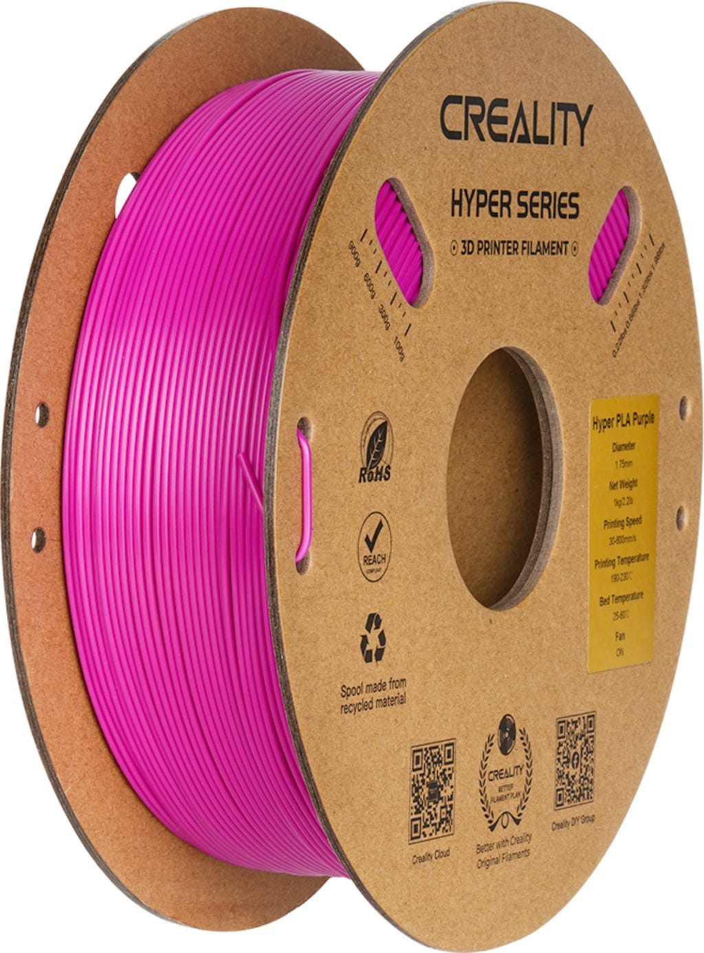 Creality  Hyper PLA Purple, 1,75 mm / 1000 g    High Speed PLA-Filament für 10x schnelleres Drucken