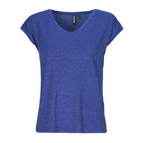 Pieces - PCBILLO TEE LUREX STRIPES - Bleu
