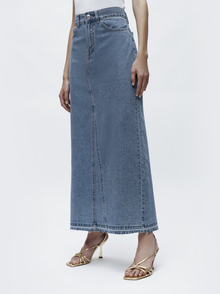 Saia longa jeans - Índigo