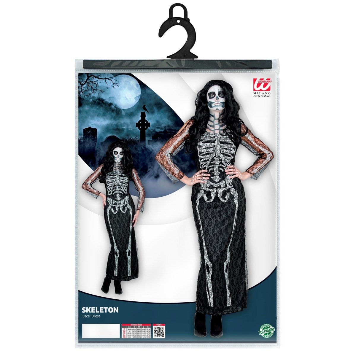 Halloween Jurk Dames Lang Skelet