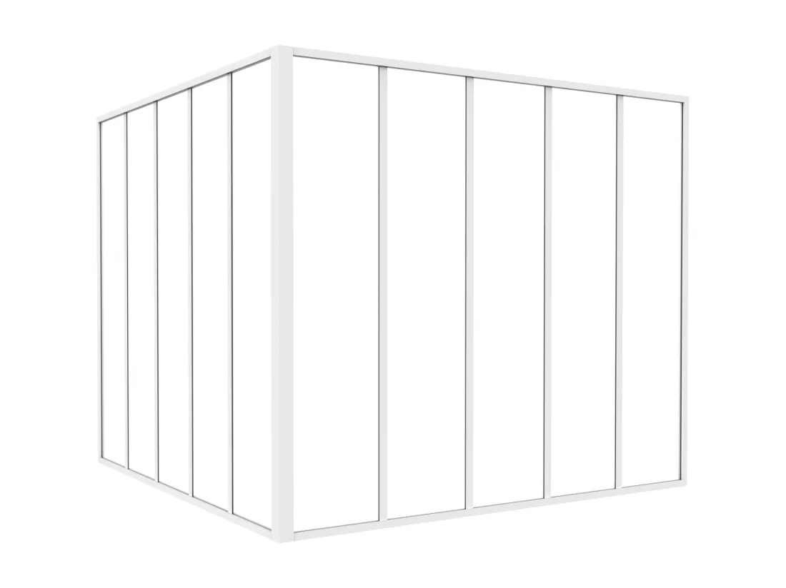 Verrière d'angle d'atelier en aluminium thermolaqué - L150 x L150 x H130 - Blanc - BAYVIEW