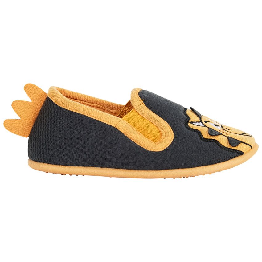 Chaussons bas bicolores dinosaure pour garçon - Noir