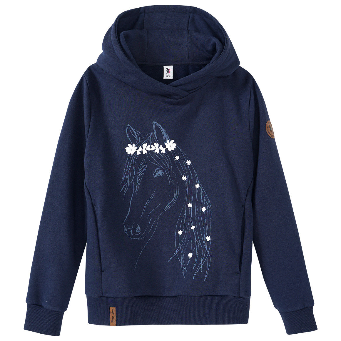 Yigga Mädchen Hoodie mit Pferde-Motiv dunkelblau