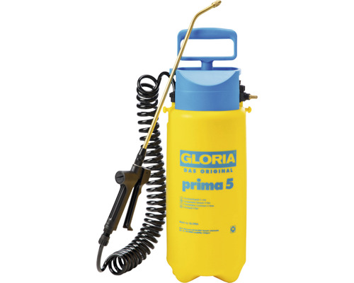 GLORIA prima 5 Comfort - 5 L drukspuit, tuinsproeier met 2,5 m spiraalslang en compressoraansluiting