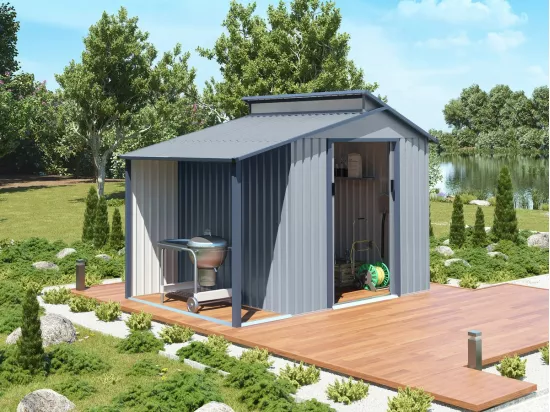 Abri de jardin métal avec pergola 
