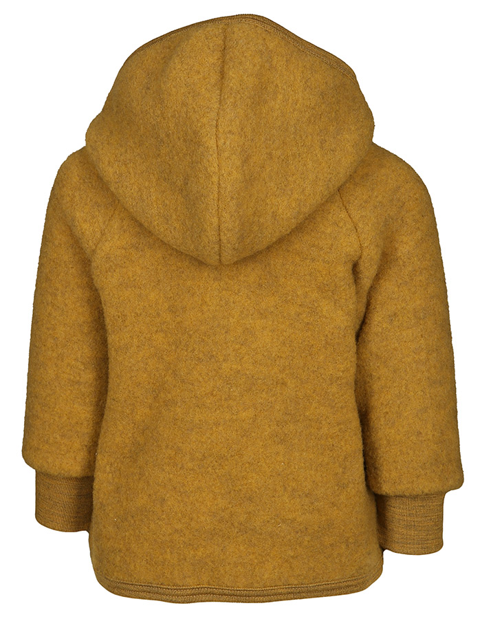 Wollfleece-Kapuzenjacke HOLZKNÖPFE in safran melange