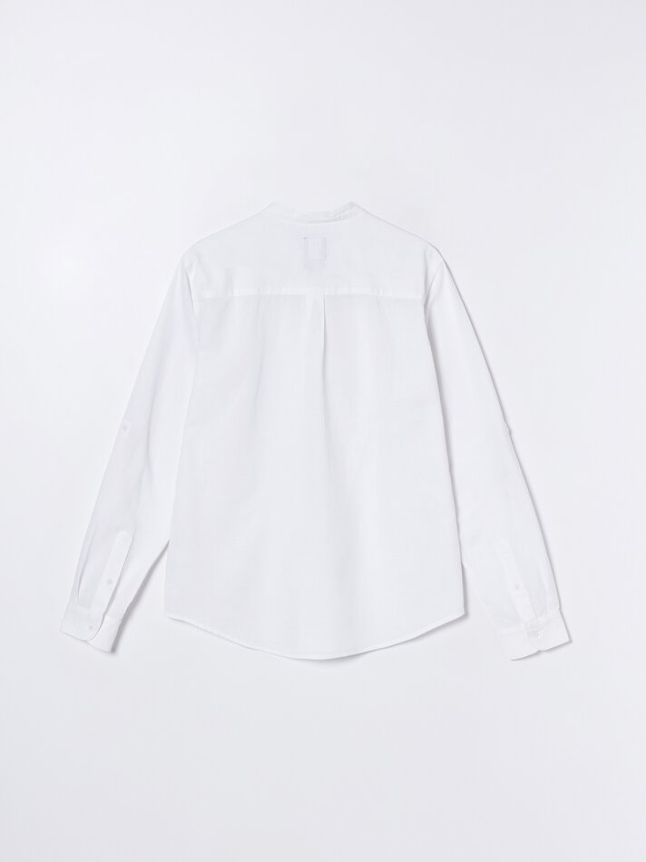 Camisa de algodão e linho - Branca