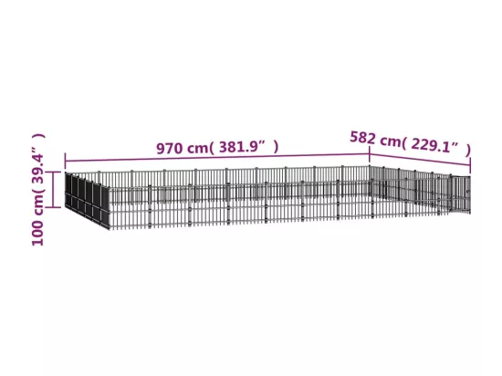 Chenil cage enclos pac noire 970 x 582 x 100 cm 02_0041864