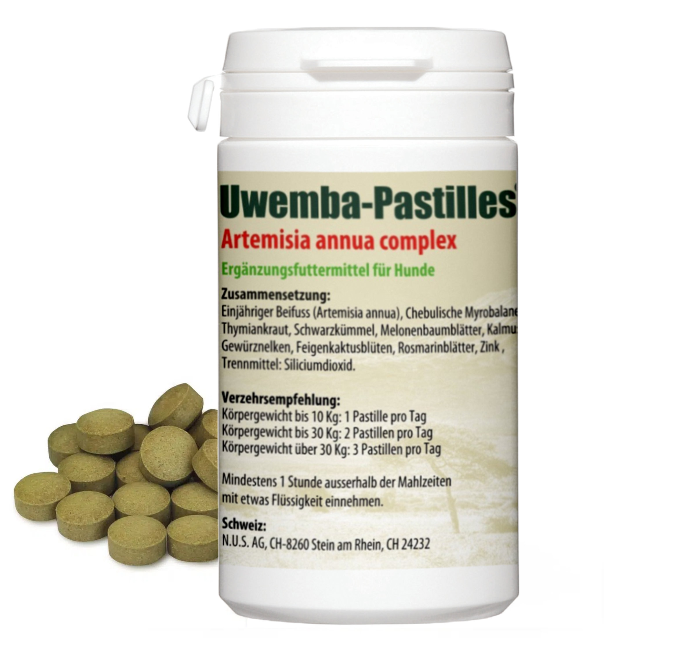 UWEMBA-PASTILLES Artemisia Complex – Mit Artemisia annua (Einjähriger Beifuss) 500 mg<br>135 Stück, Dose, Tablette