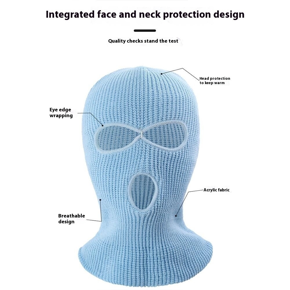 Vinter fuld ansigtsmaske Tre-huls Balaclava strikket hue hals damask