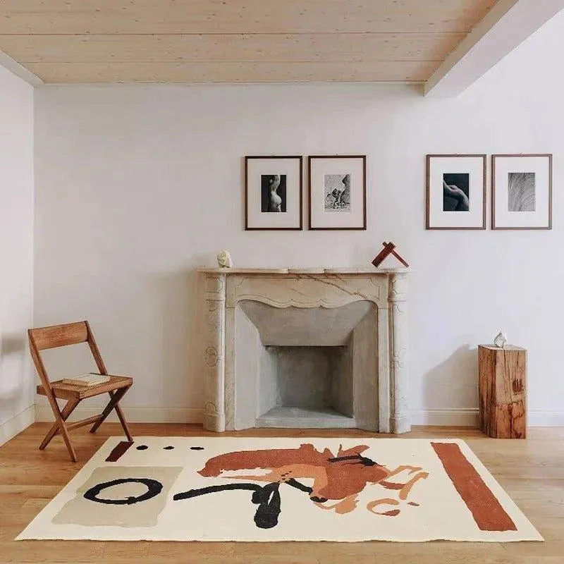 Modern Abstract Pattern Design Plush Large Carpet | Minimalist Decorative Living Room Bedroom Mat Rug