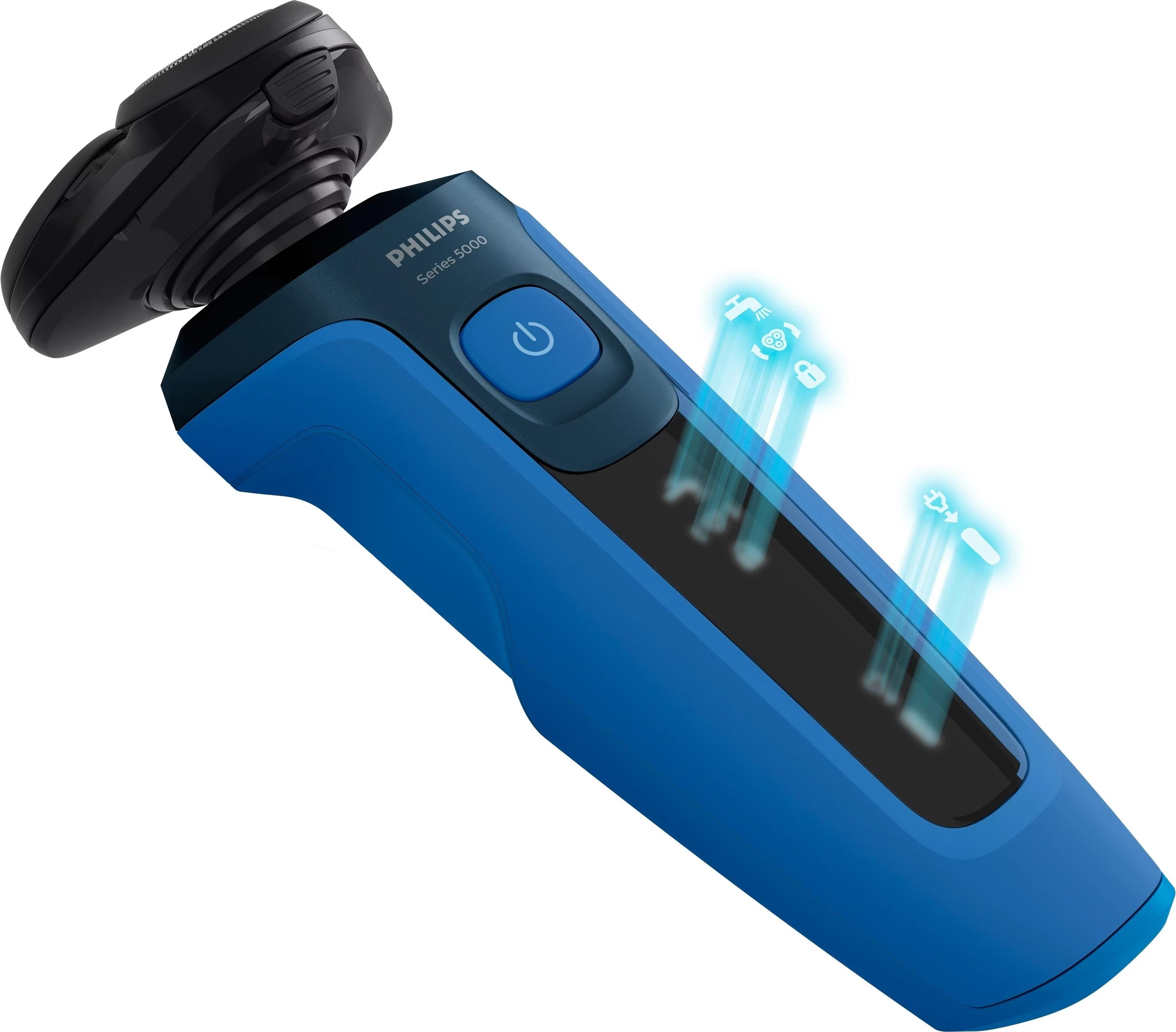 Shaver Series 5000 Elektrischer Scherkopf Haarschneider Bart Trimmer Akku Rasierer Wet & Dry mit 2 Aufsätzen (S5466/17) - Blau