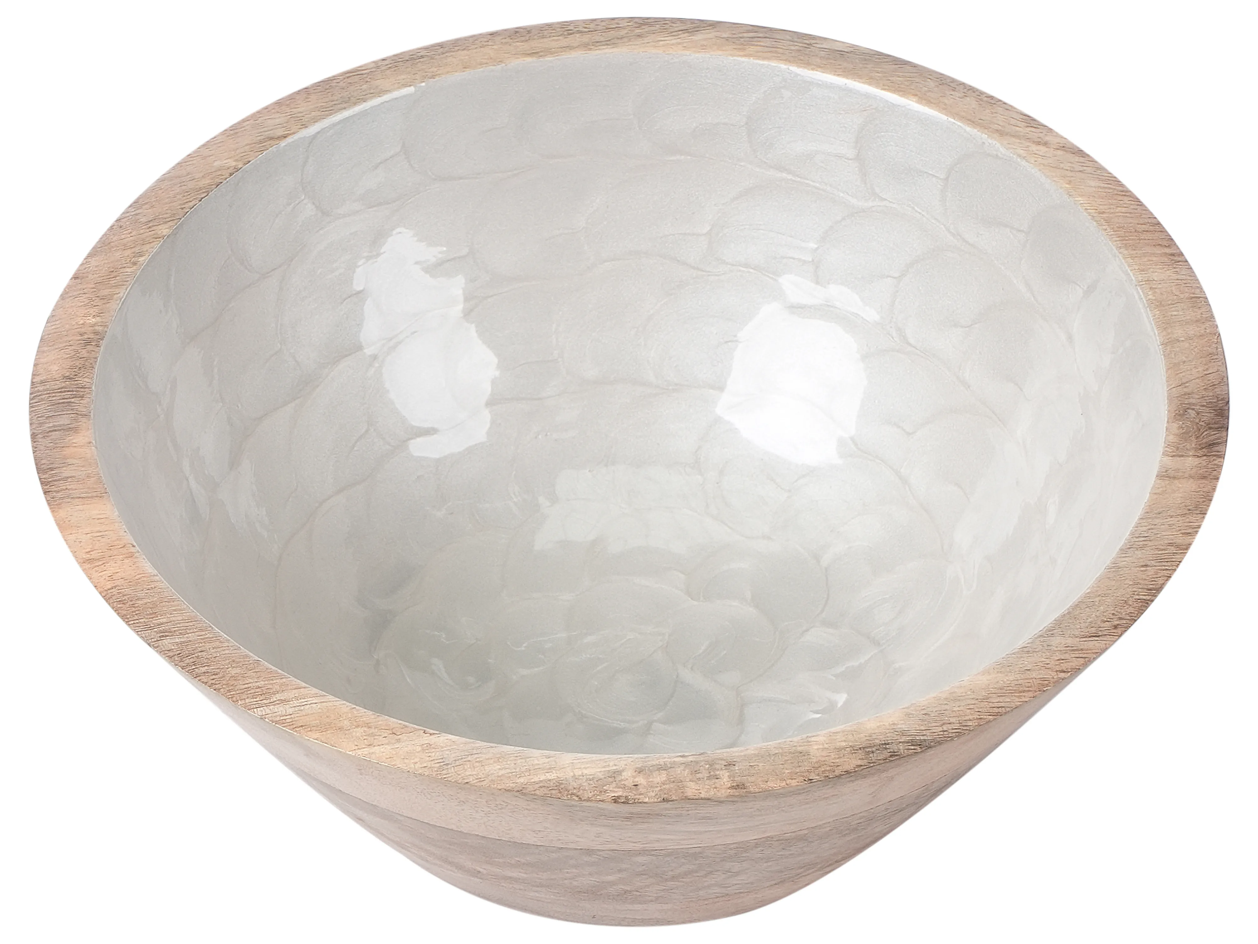 Set van 2 decoratieve schalen ARISH Mangohout Bruin/wit