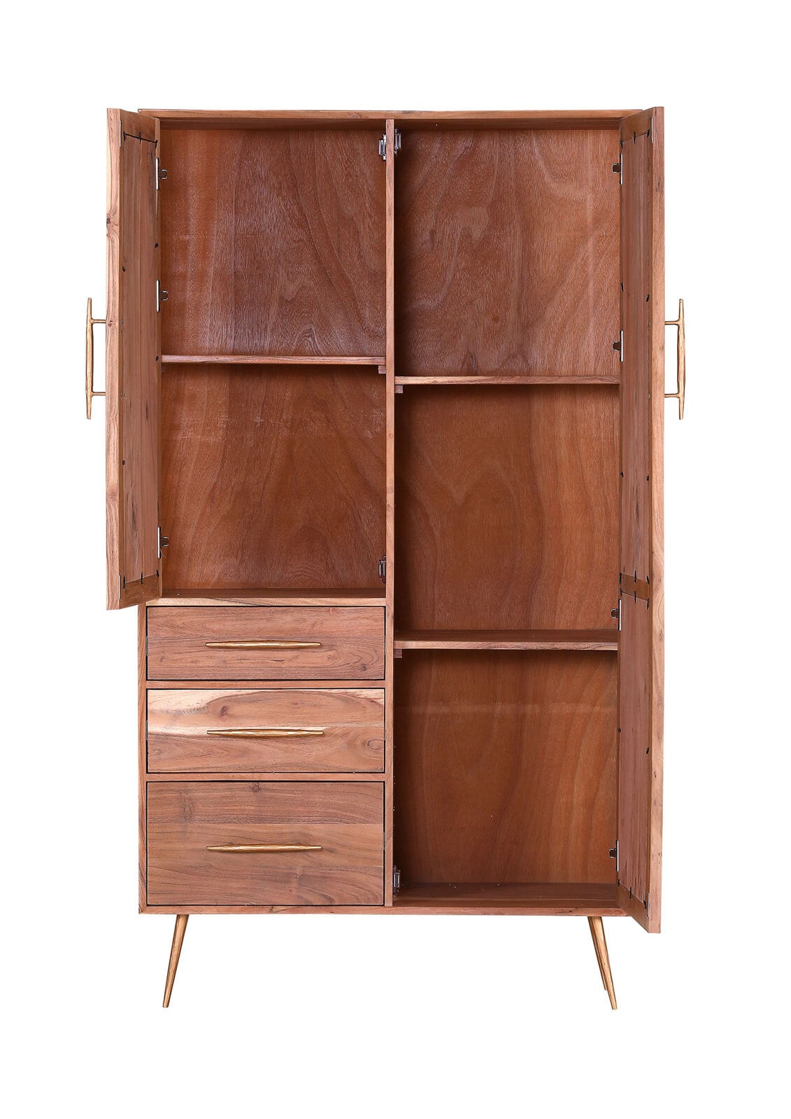 INTERhome Schrank STRANGE 100 x 180 cm Akazie massiv/goldfarbig