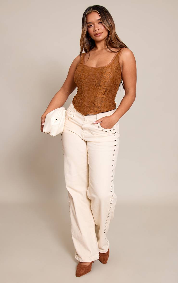 Chocolat Top Corset Long À Encolure Carrée En Dentelle Shape