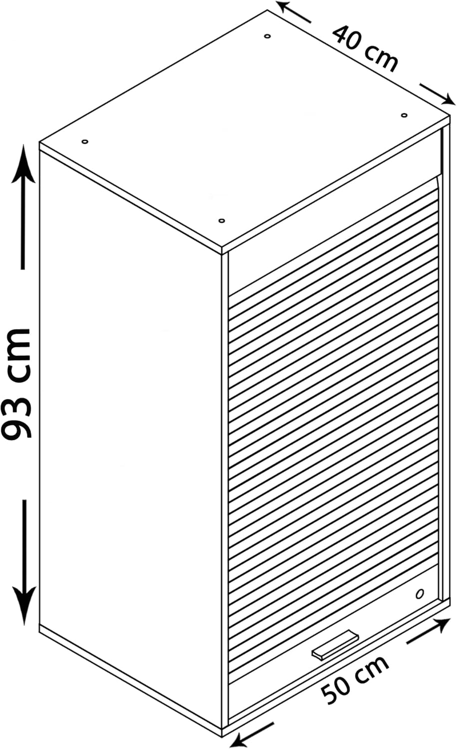 VCM Büroschrank | Aktenschrank mit Rollladen| Maße ca. H. 93 x B. 50 x T. 40 cm – Aktos L