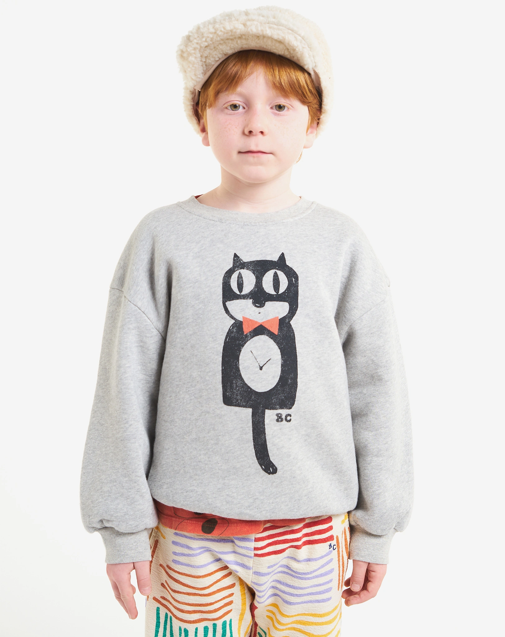 Sweatshirt CAT O'CLOCK in light heather grey