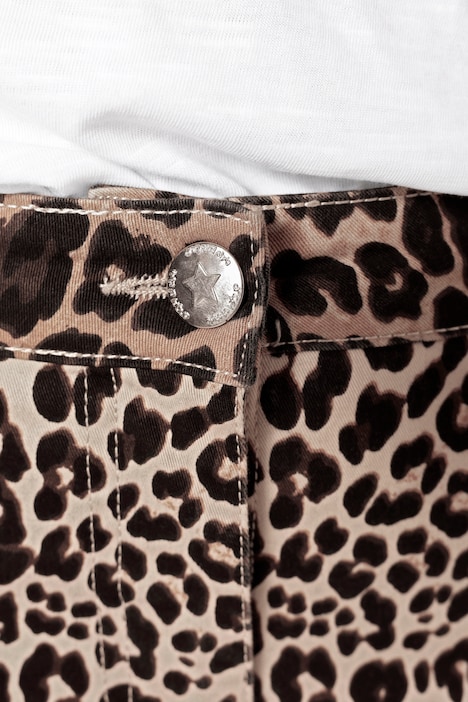 7/8-Hose, Slim Fit, Leo-Muster, 5-Pocket, Saum-Zipper