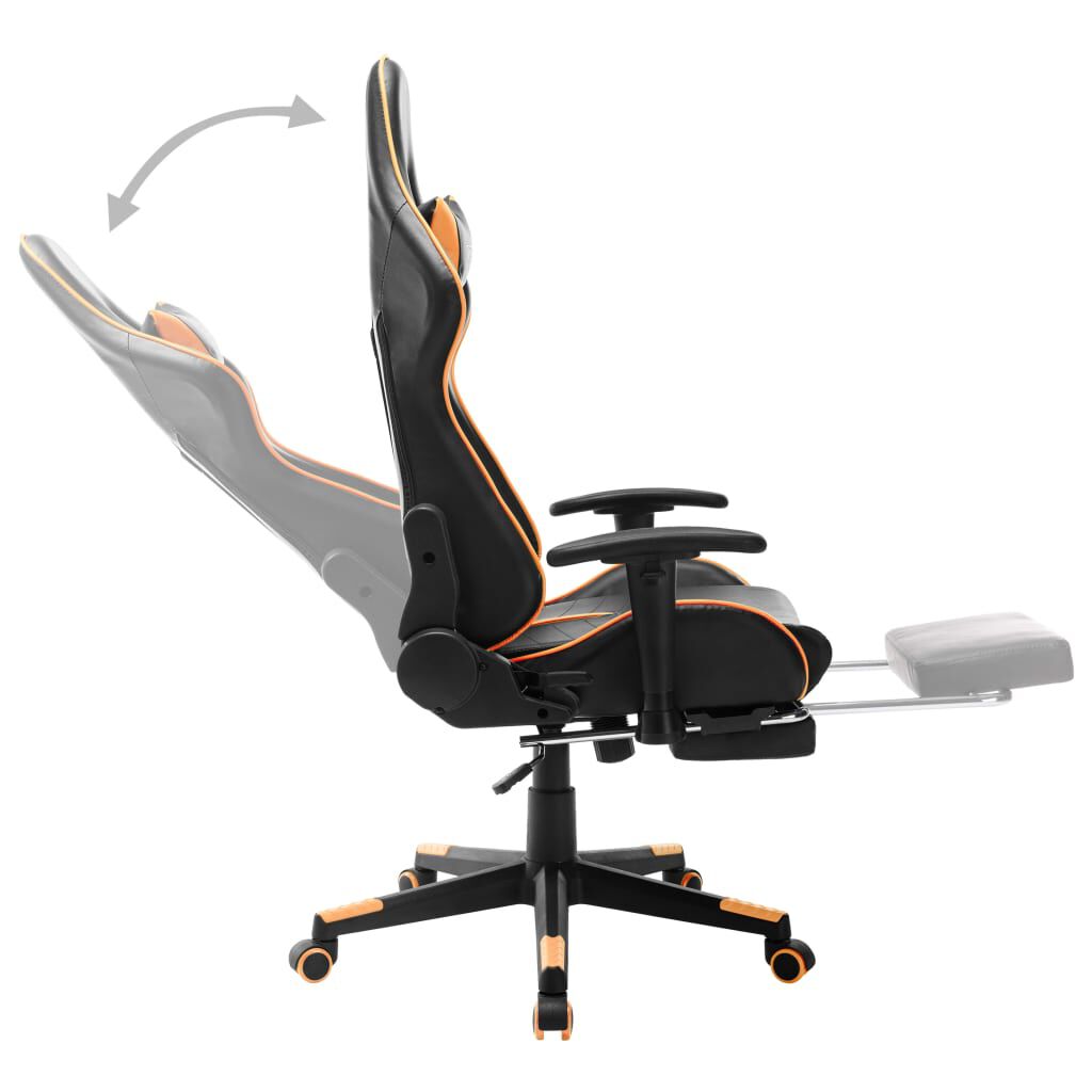 vidaXL Gaming stoel met voetenbank, zwart en oranje