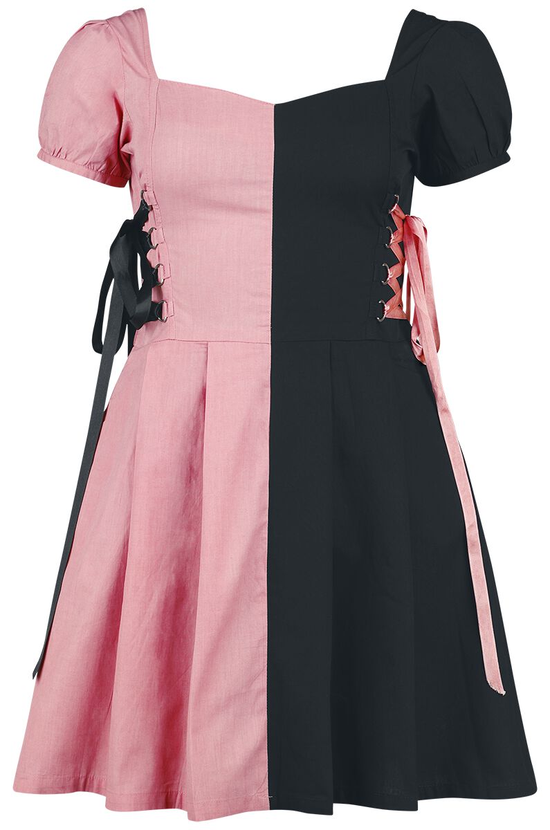 Contrast Dress with Lacing | Gothicana by EMP Robe courte