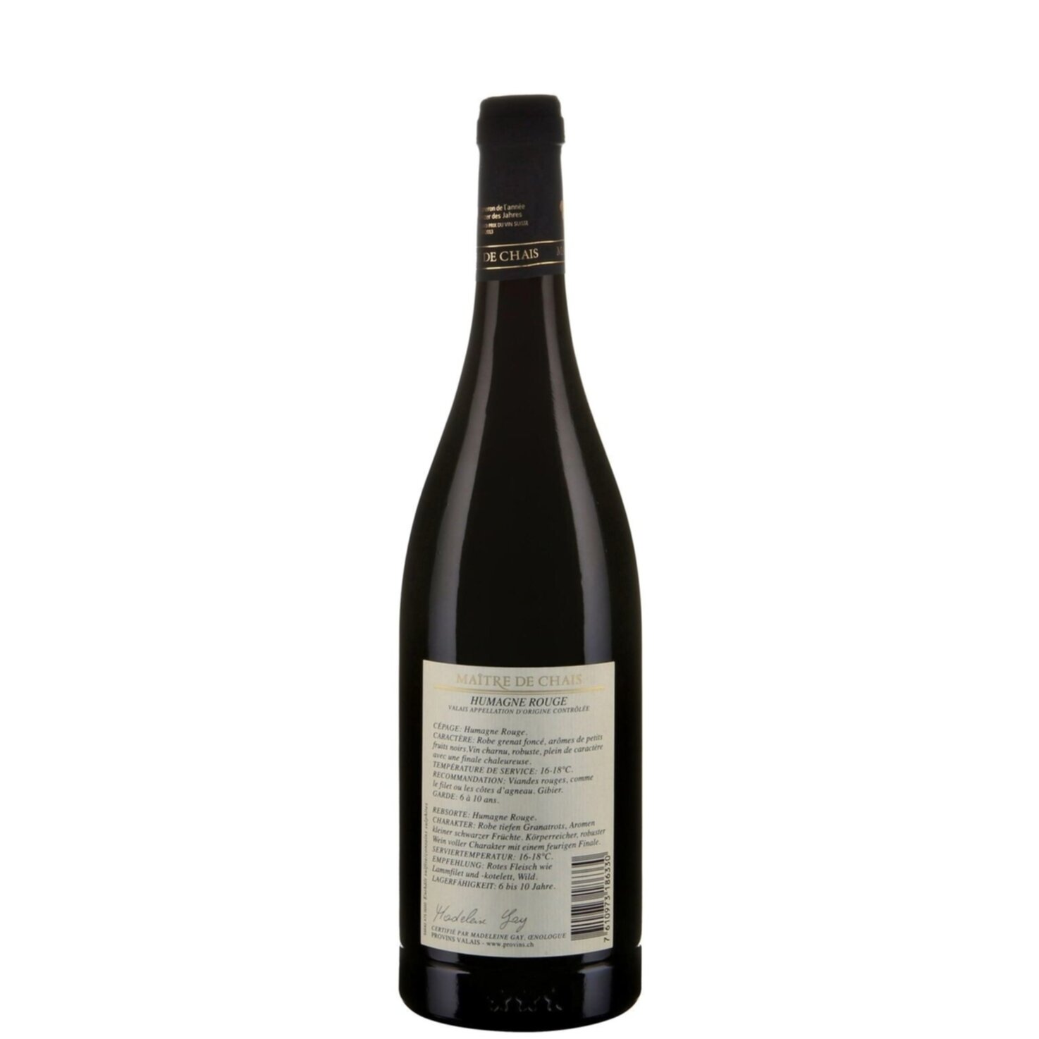 Valais AOC Humagne Rouge Maître de Chais -75cl