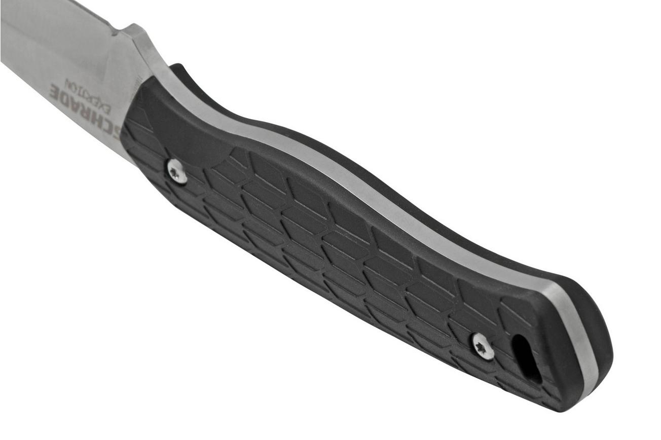 Schrade Exertion Gut Hook Knife 1159308, zwart vaststaand mes