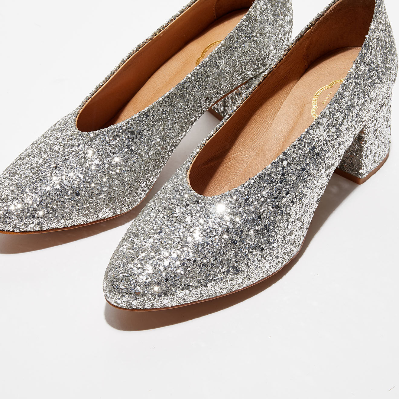 Apologie Escarpins en Glitter Juliette argentés - Talon 5,5 cm
