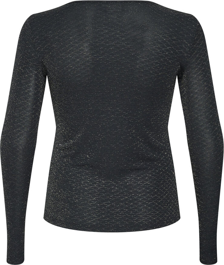 Kaffe Curve KCellia LS T-Shirt Black glitter jersey