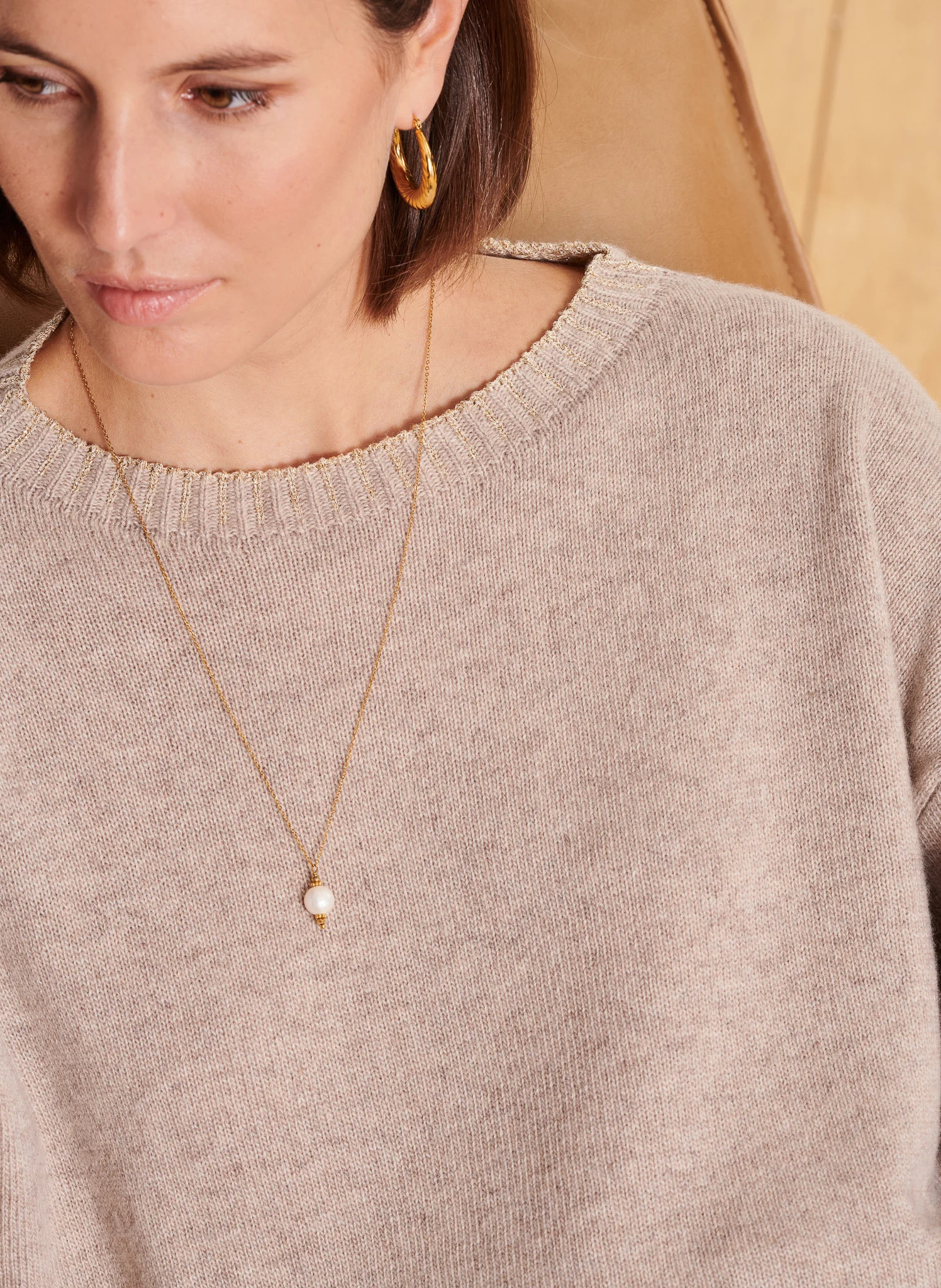 Pull oversize en maille | Beige
