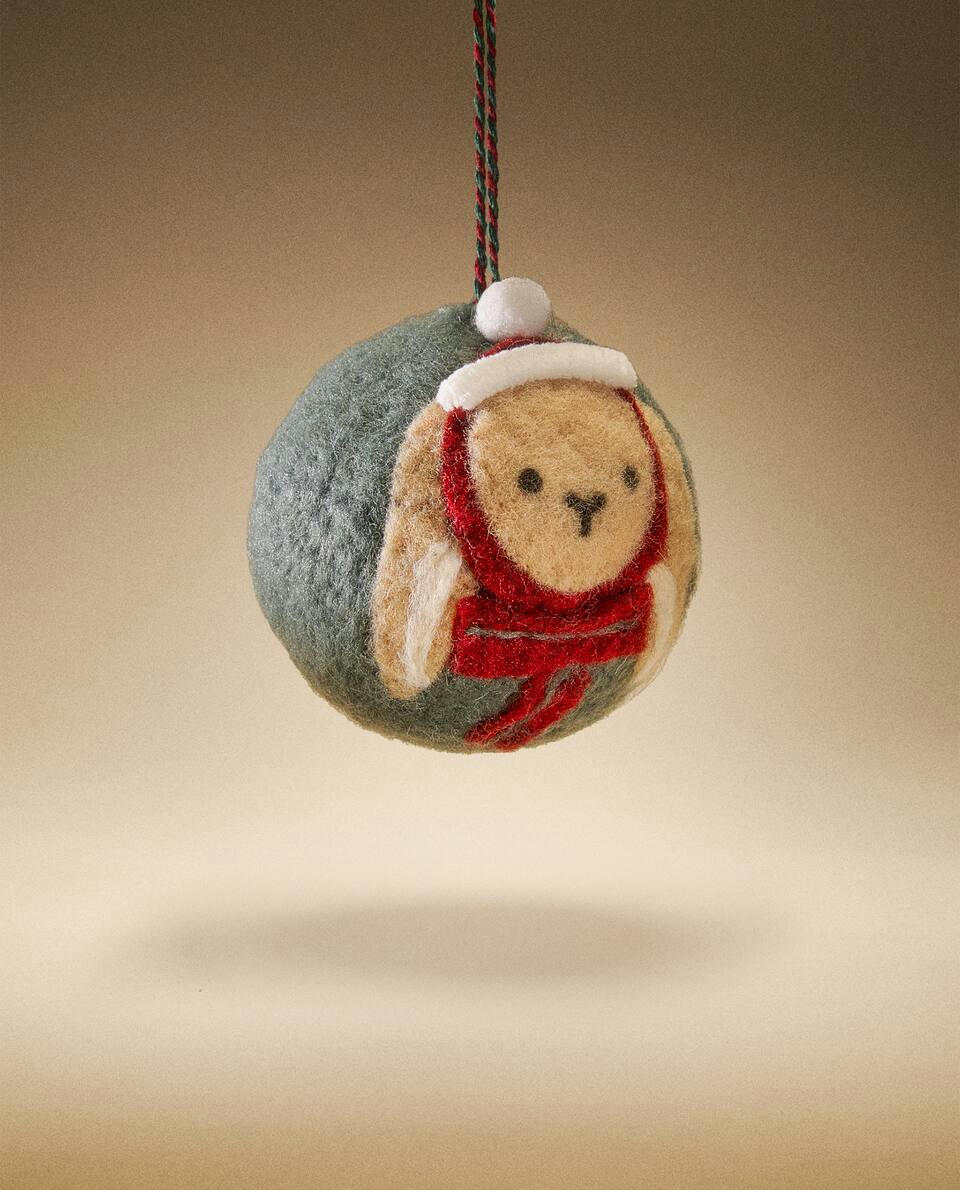 Enfeite de Natal em forma de coelho de feltro