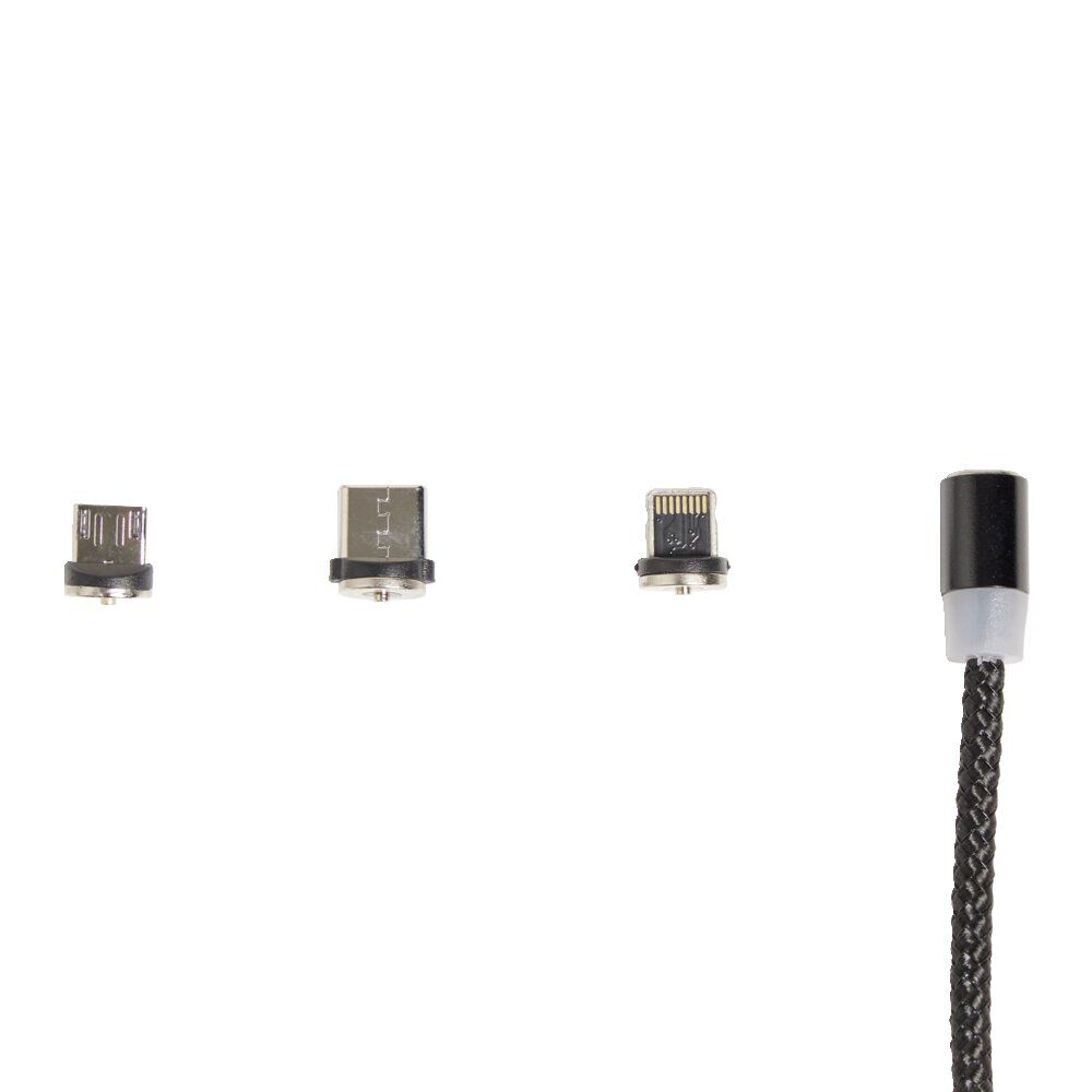 Câble USB magnétique 3en1 USB-C microUSB lightning 1m