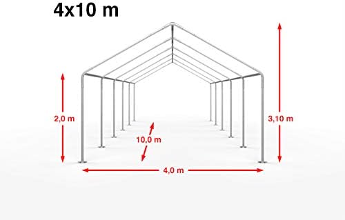 TOOLPORT Partyzelt Pavillon 4x10 m in weiß PE Plane 350 N Wasserdicht UV Schutz Festzelt Gartenzelt
