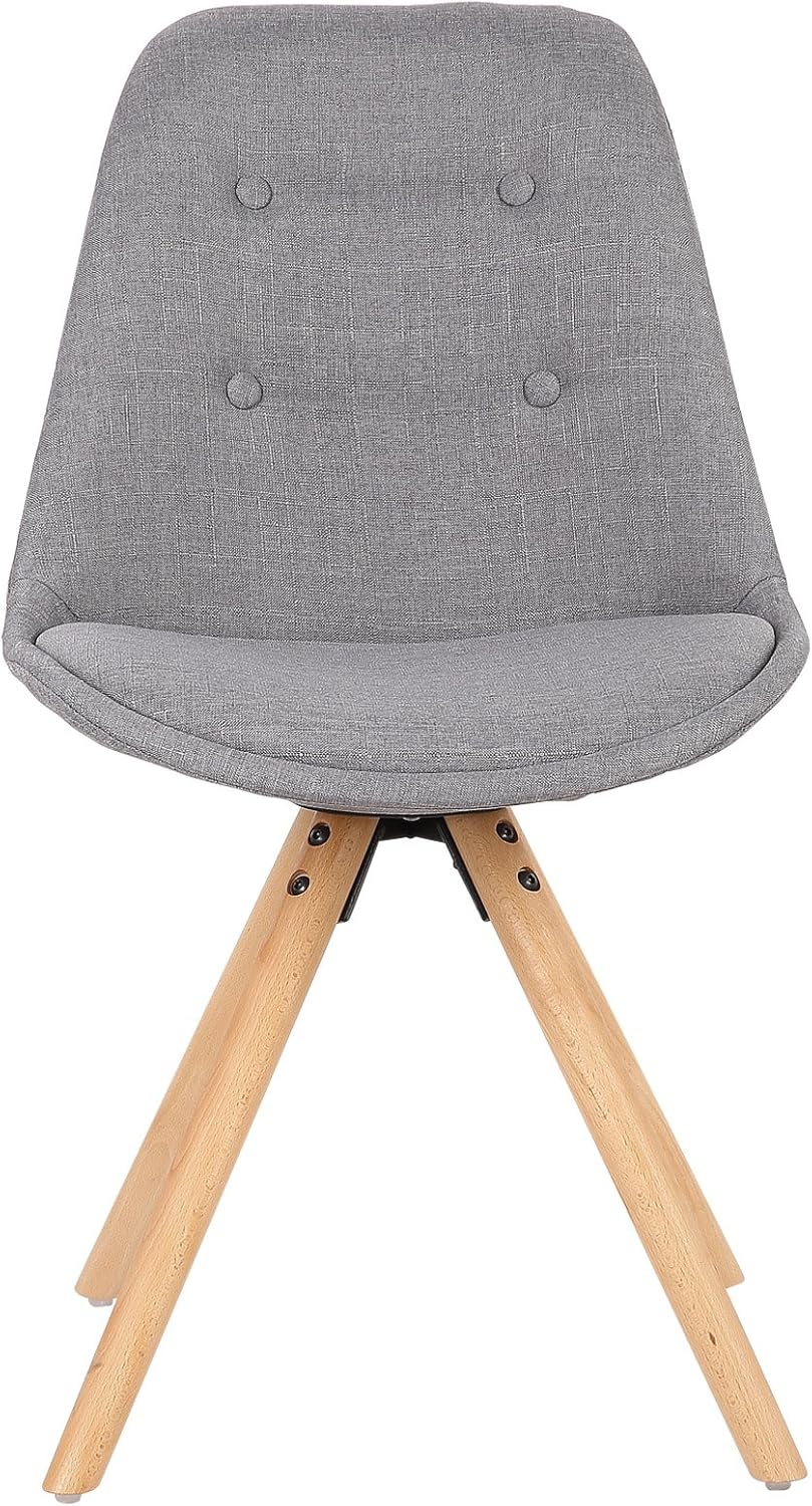 WOLTU Esszimmerstühle 6er Set, Küchenstuhl, Skandinavisch Design, schminktisch Stuhl, Loungesessel, Polsterstuhl, Retro Design Gepolsterter Stuhl, Sitzfläche aus Leinen, Grau, BH54gr-6