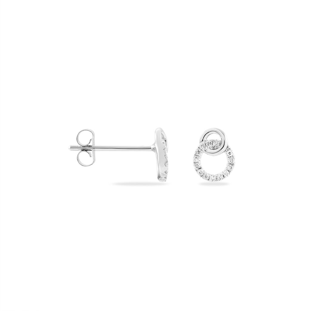 Boucles D'oreilles Puces Mahaut Or Blanc Diamant