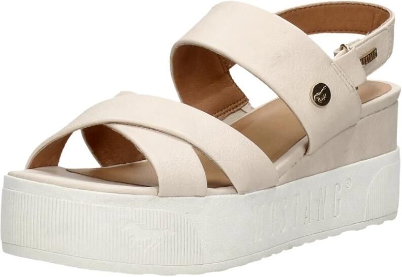 Mustang Sandalen Plat Sandalen Plat gebroken wit