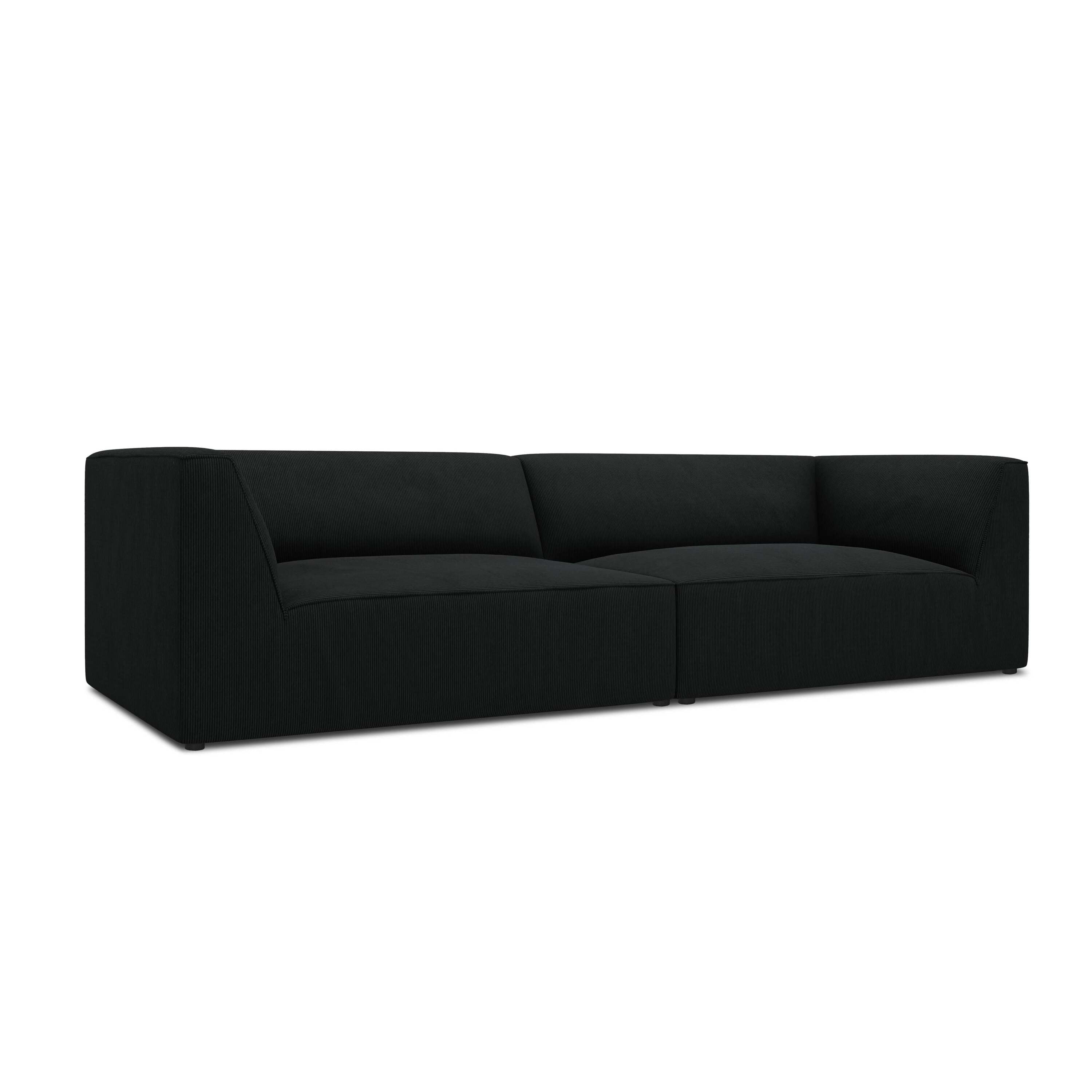 Windsor & Co Sao 4-zitsbank - Ribstof - Zwart