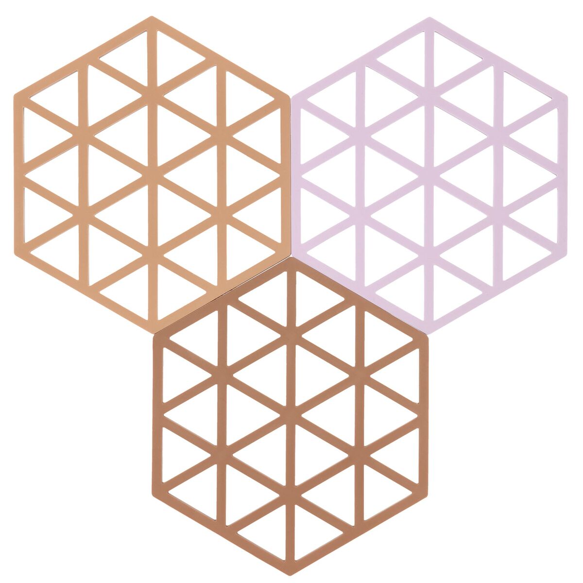 Triangles gryteunderlag 3 stk, lupin/terrakotta