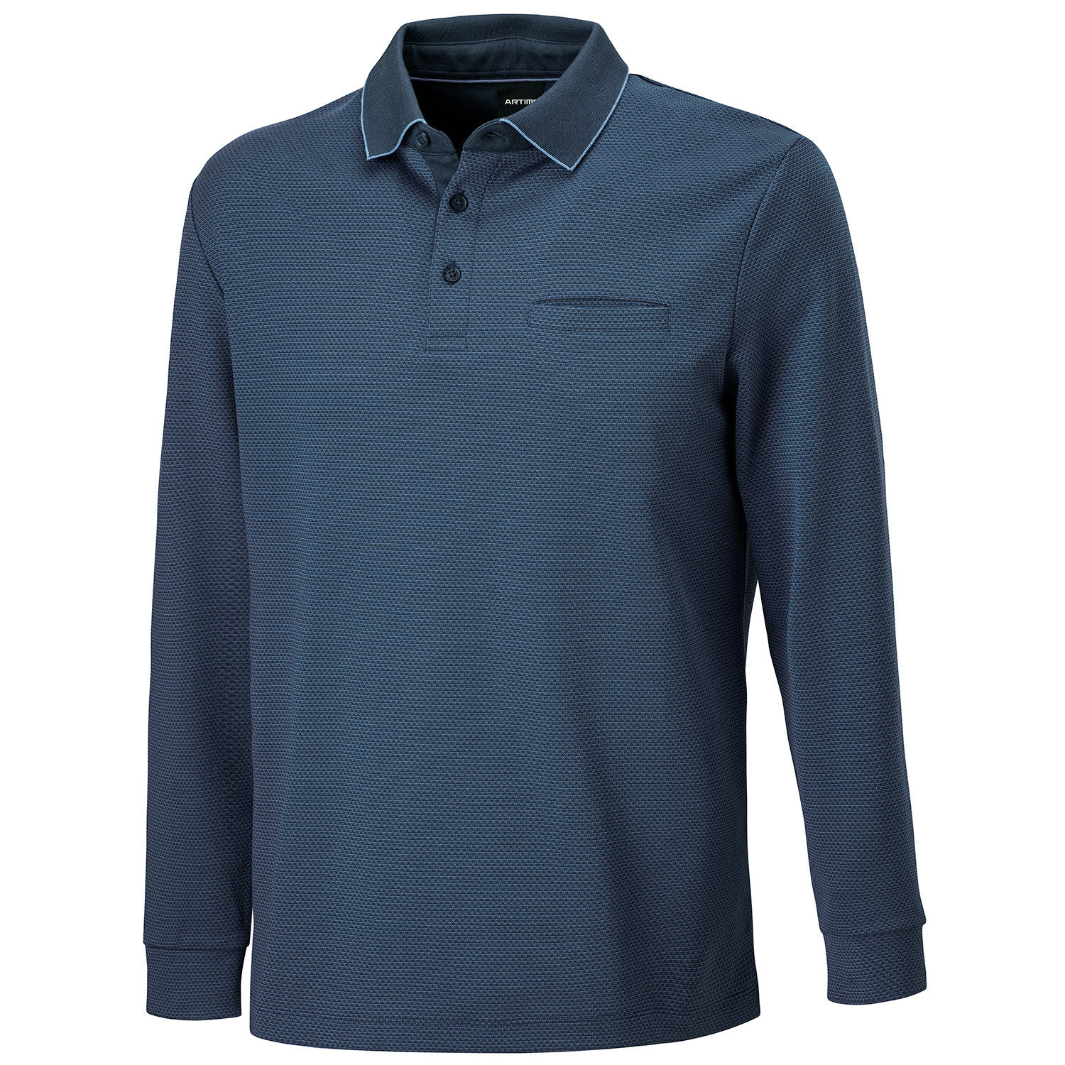 Herren Langarm-Poloshirt mit Brusttasche