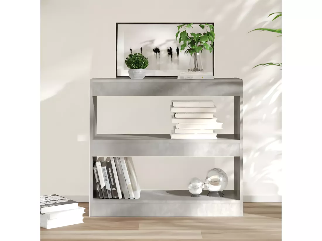 Bibliothèque/Séparateur de pièce Gris béton 80x30x72 cm
