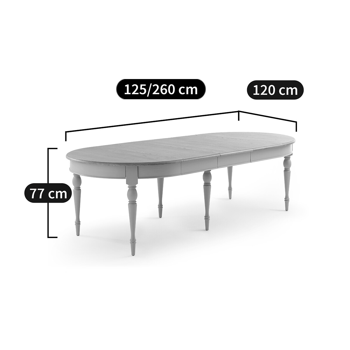 LA REDOUTE INTERIEURS<br>Mesa extensível para 4 a 12 pessoas Angusta