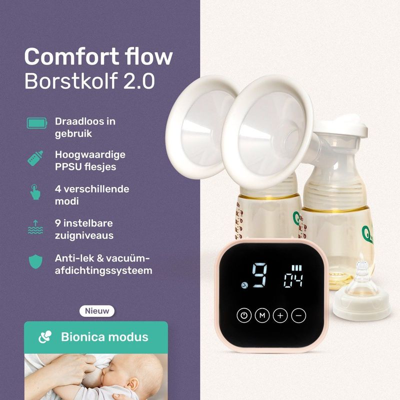 Qwali - Dubbele Elektrische Borstkolf - Wit - Kunststof
