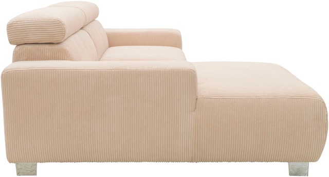 DOMO collection Ecksofa »100030 inkl. Kopfteilverstellung, guter Sitzkomfort, Cordbezug, L-Form« mit komfortabler Wellenunterfederung, ideal für kleine Räume