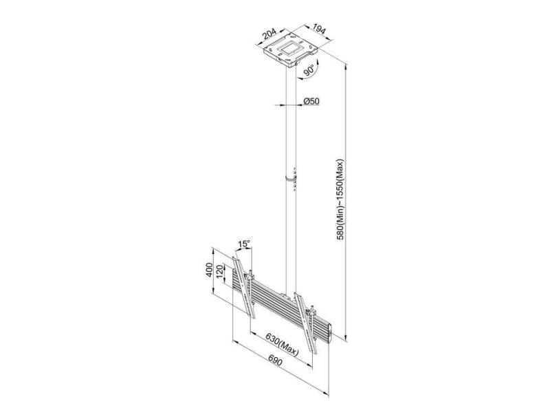 Multibrackets Deckenhalterung MBC1U Professional Single-Display Deckenhalterung