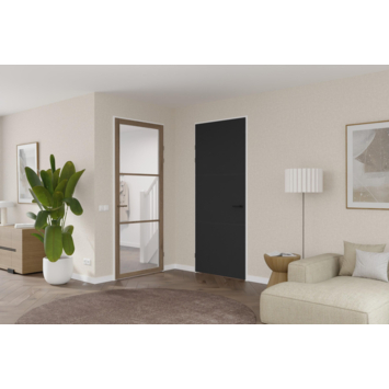 Arne & Bodil binnendeur ABE101 blank glas - donker eiken houtlook afwerking