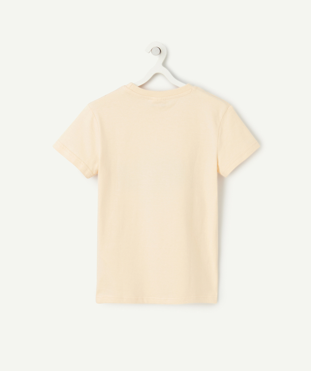 t-shirt garçon en coton bio orange avec message coloré et