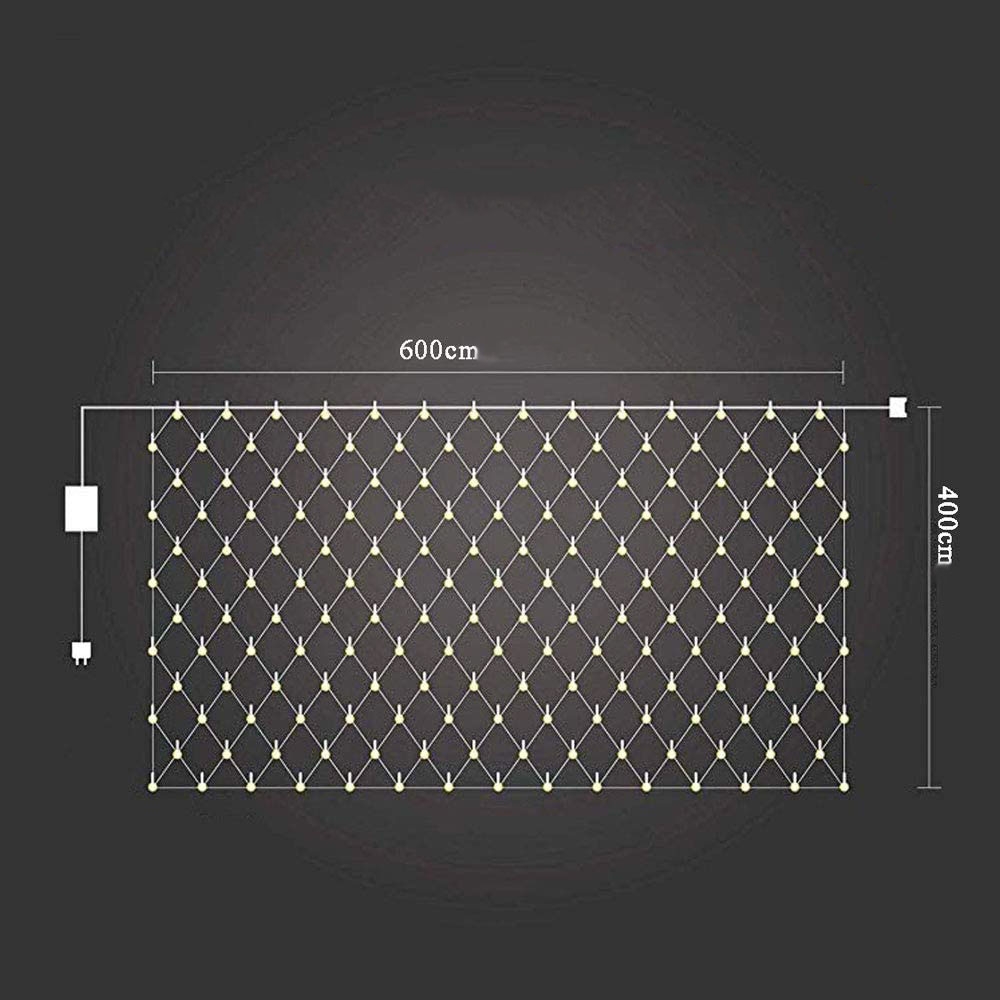(6x4m) 880 LED's Deko Lichterkette Netz Vorhang Outdoor Beleuchtung IP65 - Warmweiss