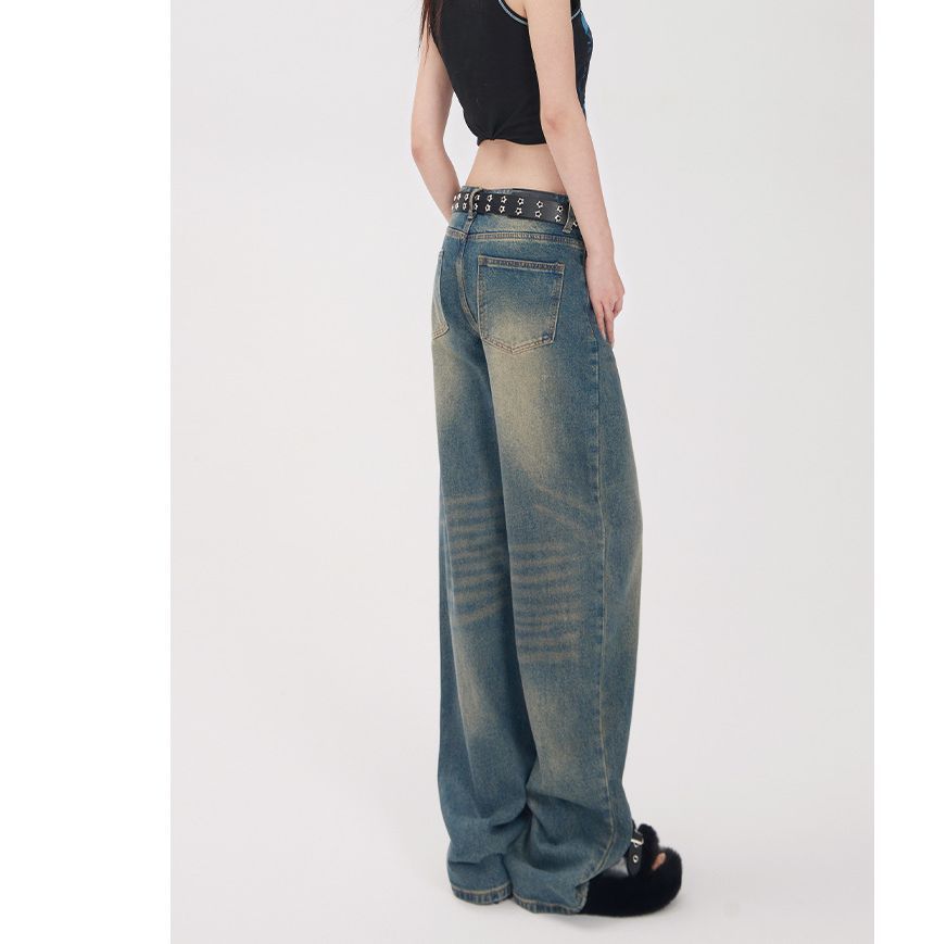 Denimot - Low Rise Washed Wide Leg Jeans (diverse designs)