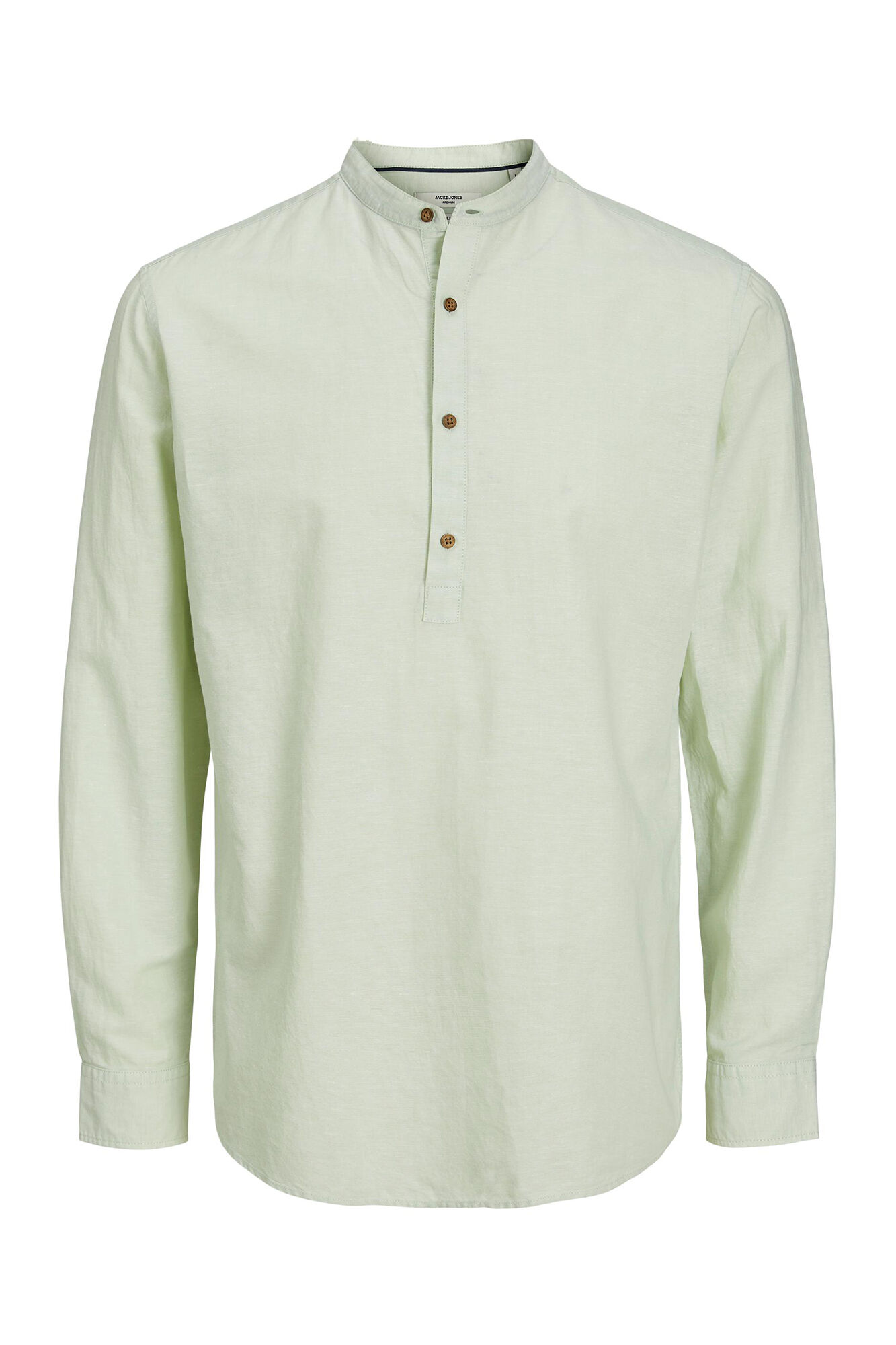Camisa casual com gola mandarim - Verde