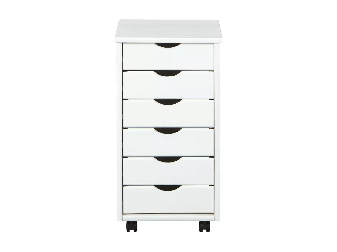 SYDNEY - Caisson 6 Tiroirs Bois Massif Vernis Blanc